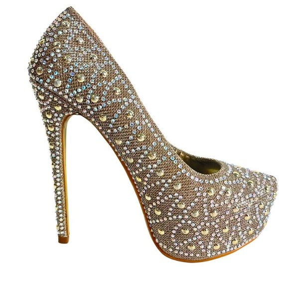 Silver Rhinestone Size 6.5 Thin High Heels Platform Stiletto Party Shoes Lasonia - Picture 4 of 15